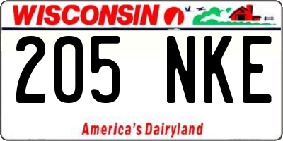 WI license plate 205NKE