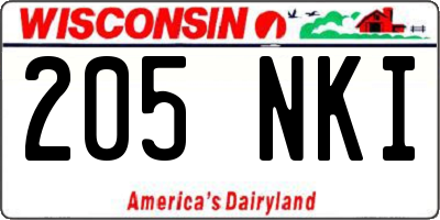 WI license plate 205NKI