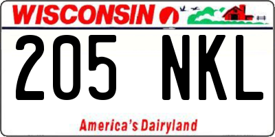 WI license plate 205NKL
