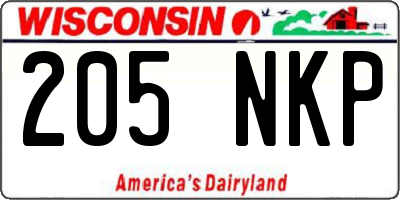 WI license plate 205NKP