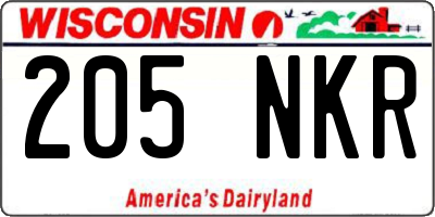 WI license plate 205NKR