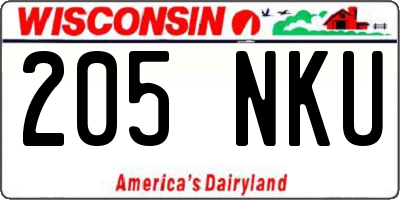 WI license plate 205NKU