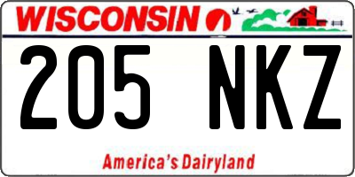 WI license plate 205NKZ