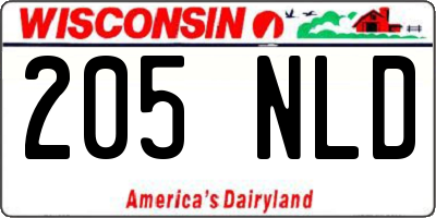 WI license plate 205NLD