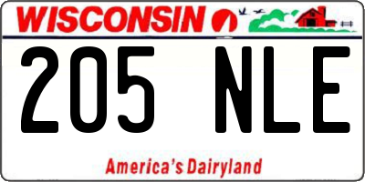 WI license plate 205NLE