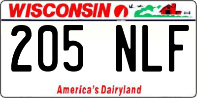 WI license plate 205NLF
