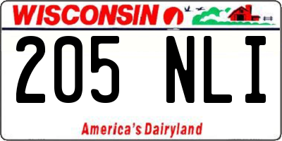 WI license plate 205NLI