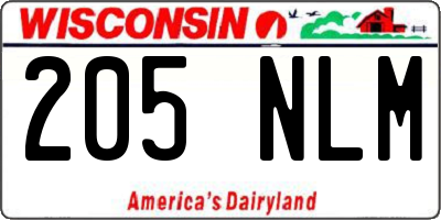 WI license plate 205NLM