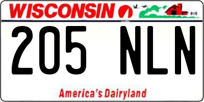 WI license plate 205NLN