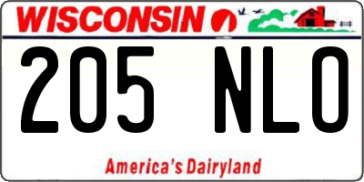 WI license plate 205NLO