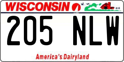 WI license plate 205NLW