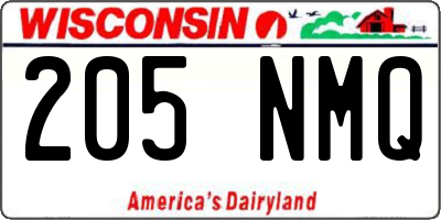 WI license plate 205NMQ