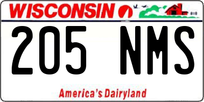 WI license plate 205NMS