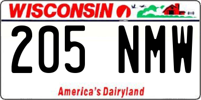 WI license plate 205NMW