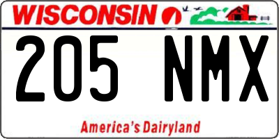 WI license plate 205NMX