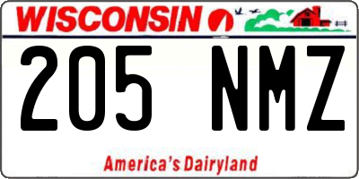 WI license plate 205NMZ