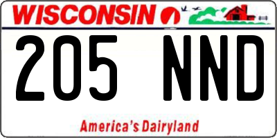 WI license plate 205NND