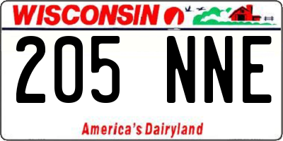 WI license plate 205NNE