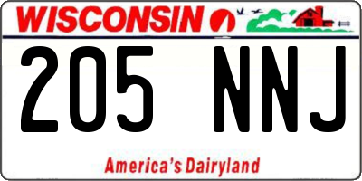 WI license plate 205NNJ