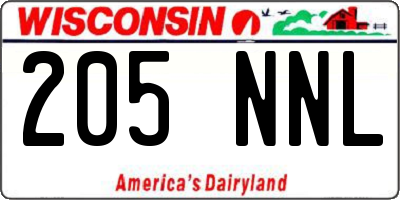 WI license plate 205NNL