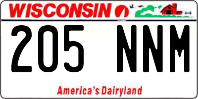 WI license plate 205NNM