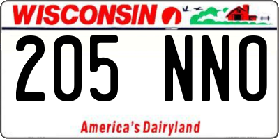 WI license plate 205NNO