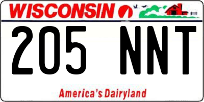 WI license plate 205NNT