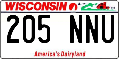 WI license plate 205NNU