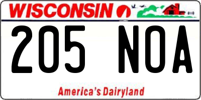 WI license plate 205NOA