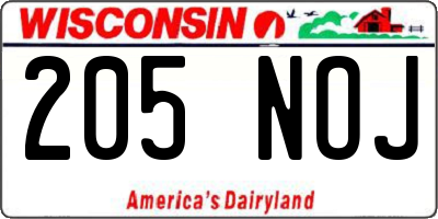 WI license plate 205NOJ