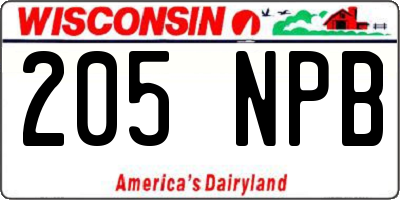 WI license plate 205NPB