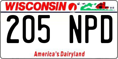 WI license plate 205NPD