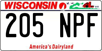 WI license plate 205NPF