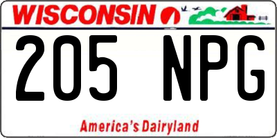 WI license plate 205NPG