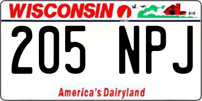 WI license plate 205NPJ