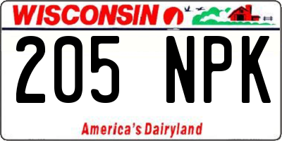 WI license plate 205NPK