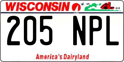 WI license plate 205NPL