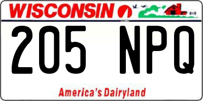 WI license plate 205NPQ