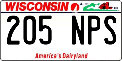 WI license plate 205NPS