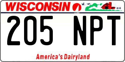 WI license plate 205NPT