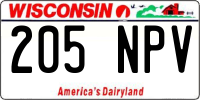 WI license plate 205NPV
