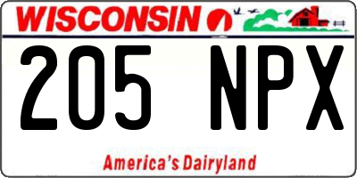 WI license plate 205NPX