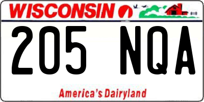 WI license plate 205NQA