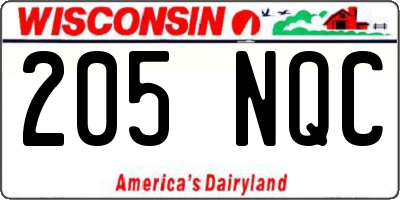 WI license plate 205NQC