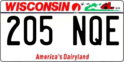 WI license plate 205NQE