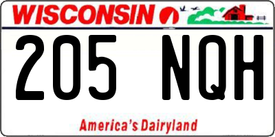 WI license plate 205NQH