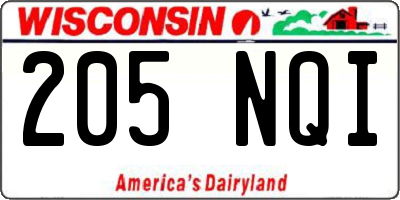 WI license plate 205NQI