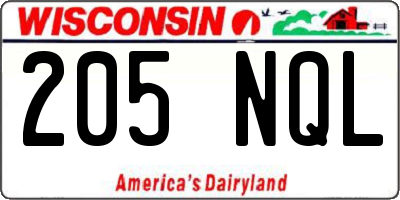 WI license plate 205NQL