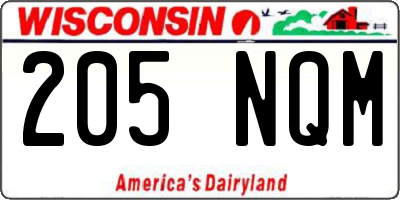 WI license plate 205NQM