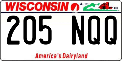 WI license plate 205NQQ